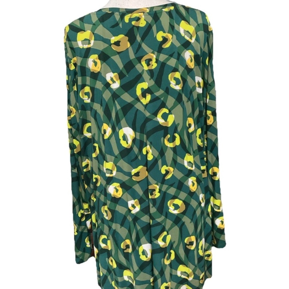 LOGO By Lori Goldstein Green Yellow Patterned Women's Top Long Sleeve size 3 X - Picture 3 of 4